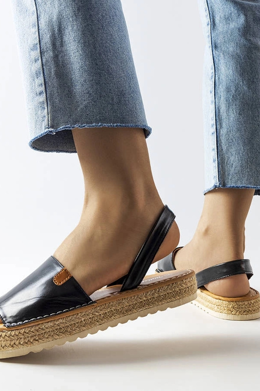 Espadrilhas pretas com plataforma,...