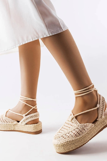 Espadrilhas sand color com cadarço, „Partenia"