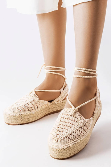 Espadrilhas sand color com cadarço, „Partenia" 2