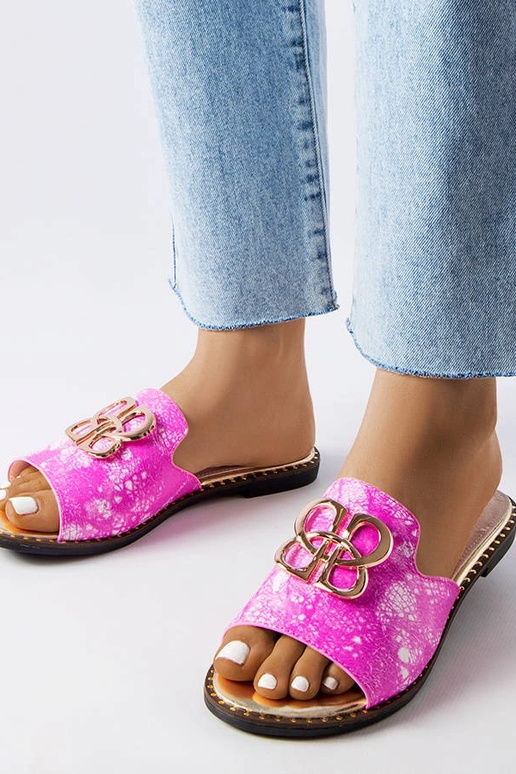 Chinelos femininos Lea rosa com fivela