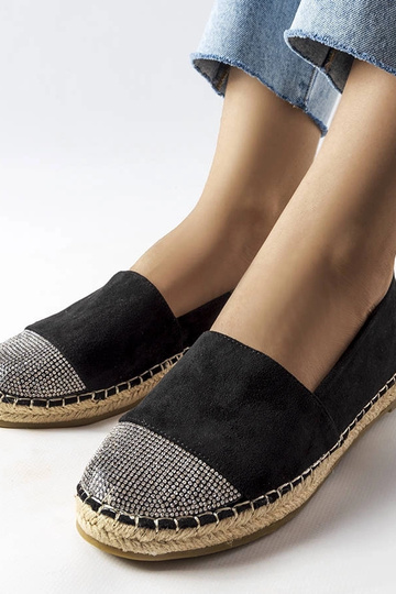 Alpargatas femininas pretas Magali slip-on rasas 2