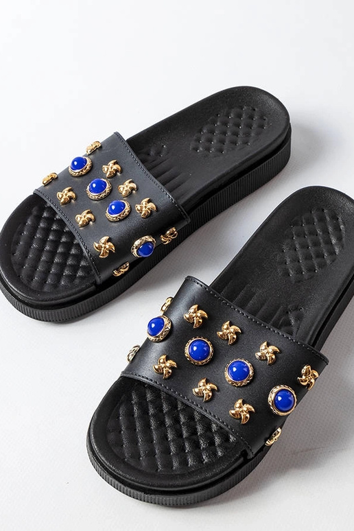 Chinelos Montesarchio decorados em preto Chinelos Montesarchio decorados em preto