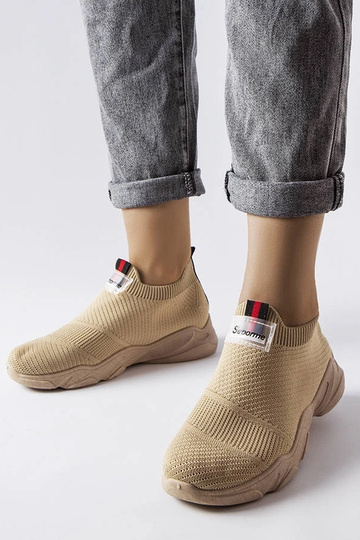 Tênis esportivos femininos slip-on Greco bege escuro