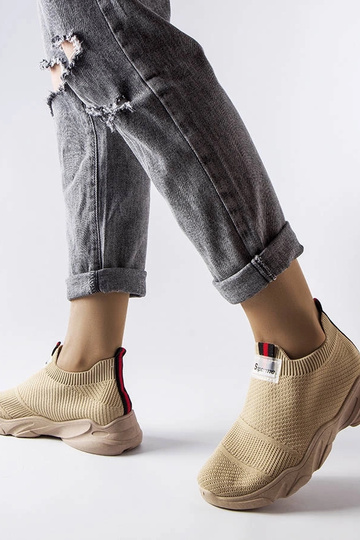 Tênis esportivos femininos slip-on Greco bege escuro 2