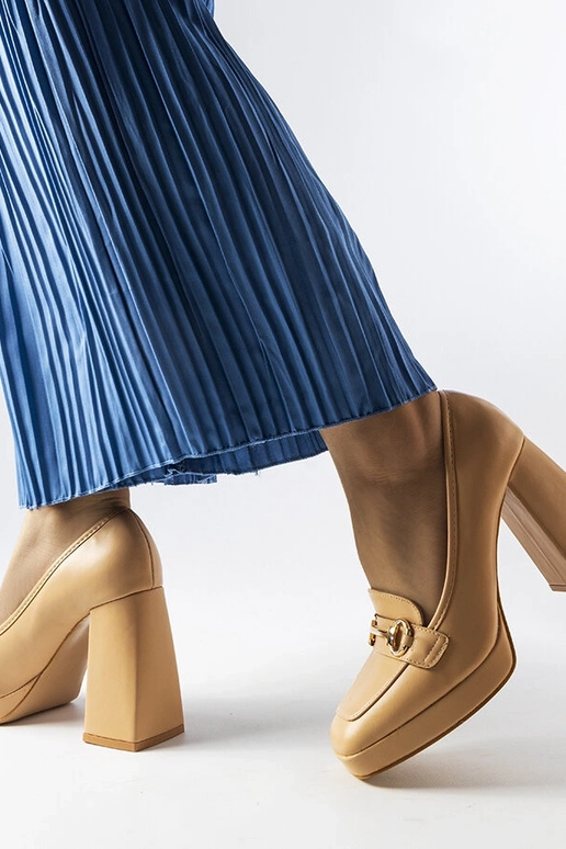 Scarpin bege com salto geométrico Blaiss