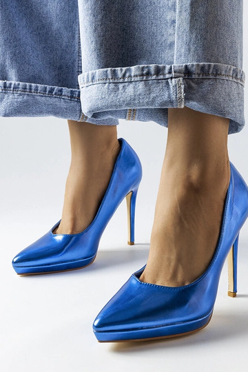 Kristin Blue Mirror Heels
