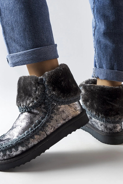 Botas de inverno cinzentas metálicas,...