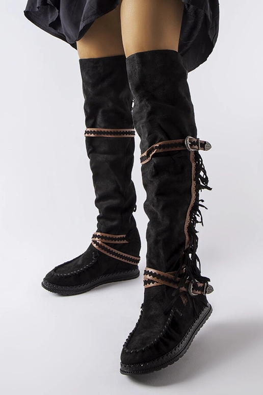 Botas pretas de cunha Novella