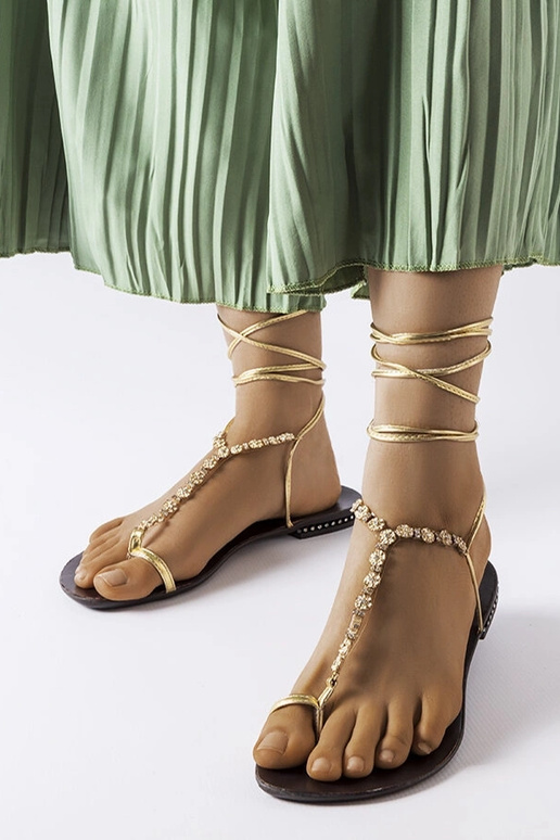 Sandálias Troghi douradas com zircões