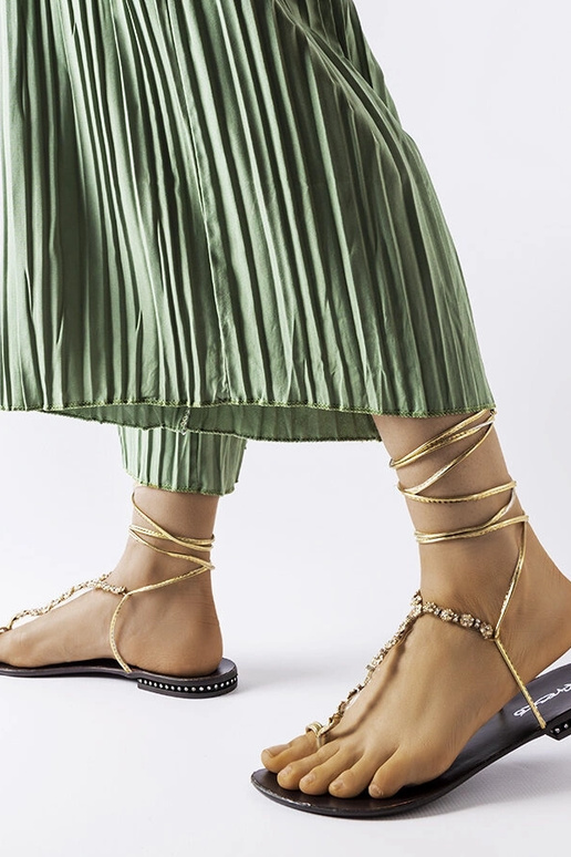 Sandálias Troghi douradas com zircões