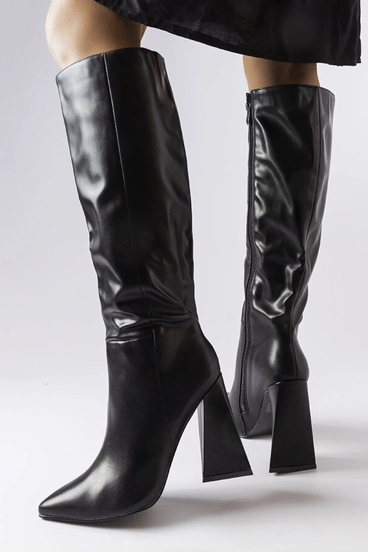 Botas de cano longo pretos com salto,...