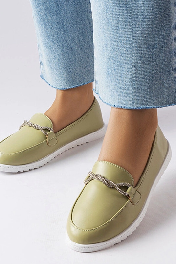 Mocassim verde com zircônias Paola