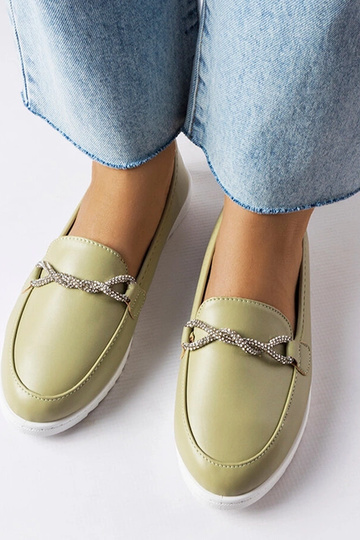 Mocassim verde com zircônias Paola 2