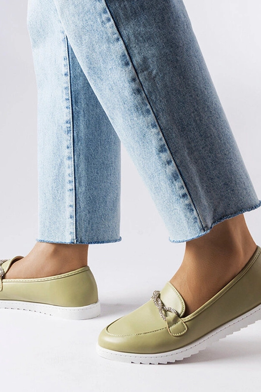 Mocassim verde com zircônias Paola