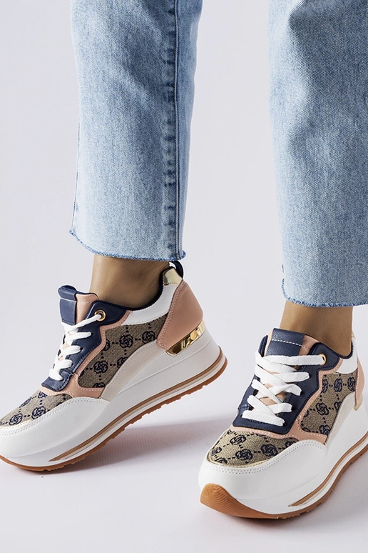 Tênis plataforma Rouxi branco e rosa