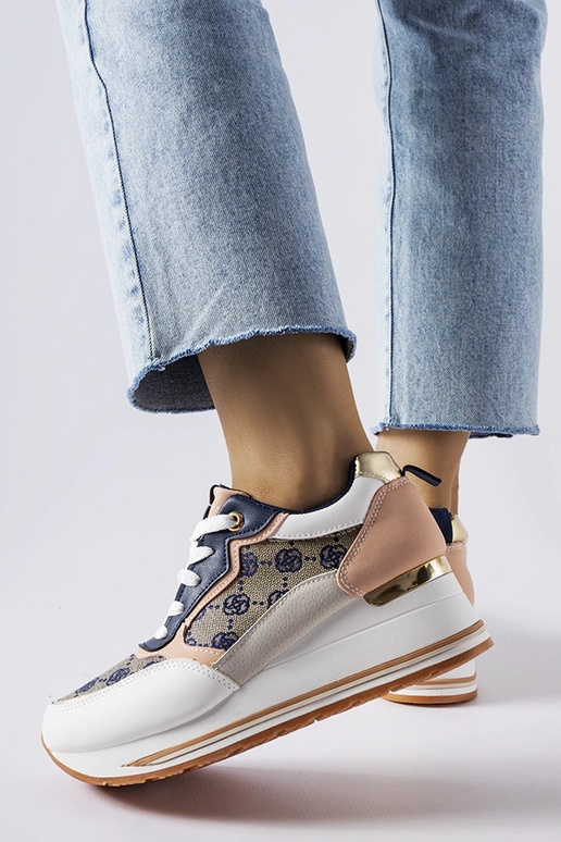 Tênis plataforma Rouxi branco e rosa