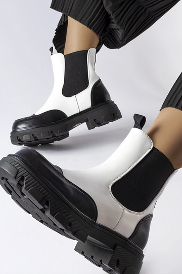 Botas Albany pretas e brancas sem cadarço 2