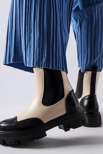 Botas Albany pretas e bege sem cadarço 2