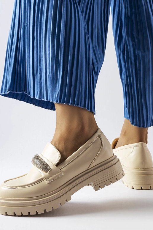 Mocassim bege com zircões Hartford