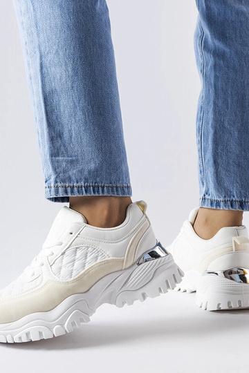 Sapatos esportivos brancos com inserção prateada, "Esquibel"