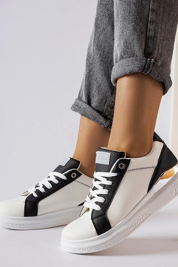 Sapatos Palais preto e branco com detalhes em prata 2