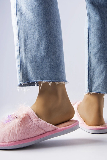Pantufas quentes rosa com flores Moly 2