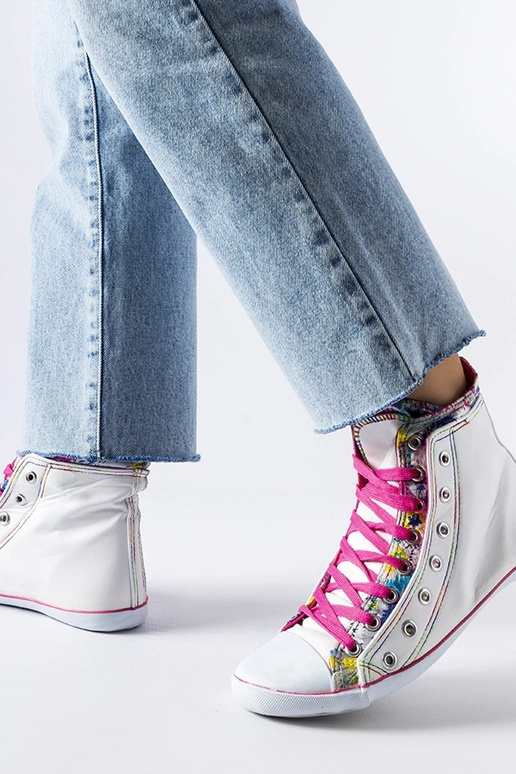 Botas de cano curto brancas com...