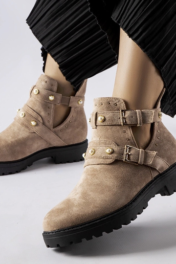 Botins decorativos bege com... 2