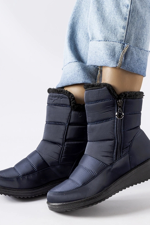 Botas de neve azul marinho com salto...