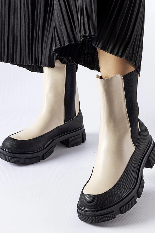 Botas de cano curto Faisal bege e pretas