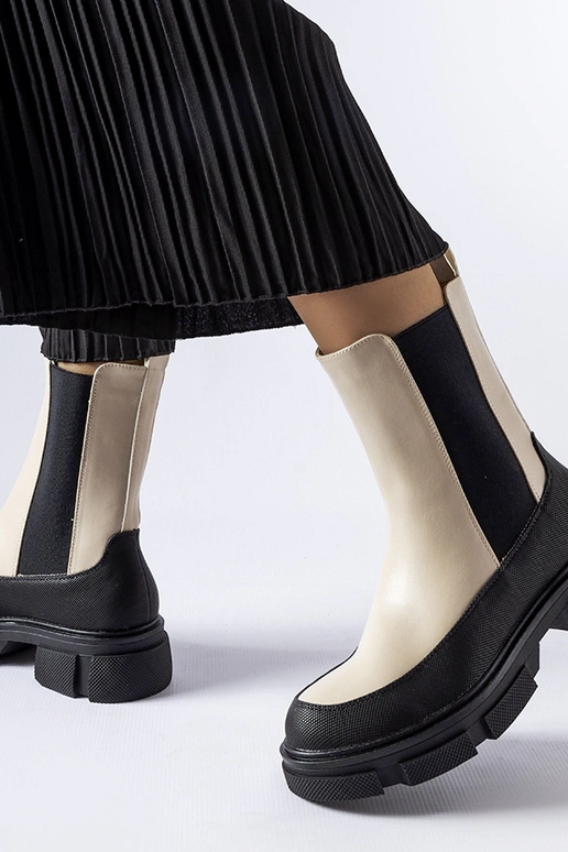 Botas de cano curto Faisal bege e pretas