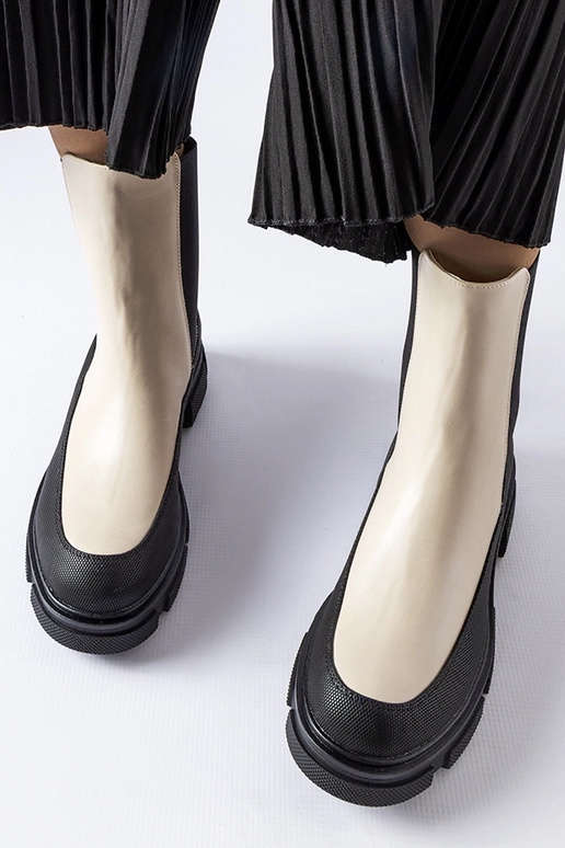 Botas de cano curto Faisal bege e pretas