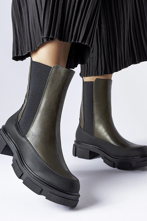 Botas Faisal Verde e Preto Slip-On