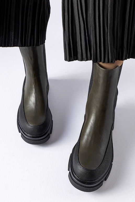 Botas Faisal Verde e Preto Slip-On