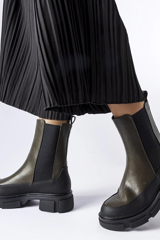 Botas Faisal Verde e Preto Slip-On