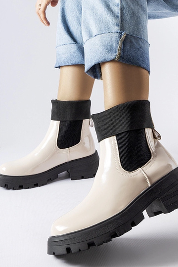 Botas de trabalho bege sem cadarço da Breolungi 2