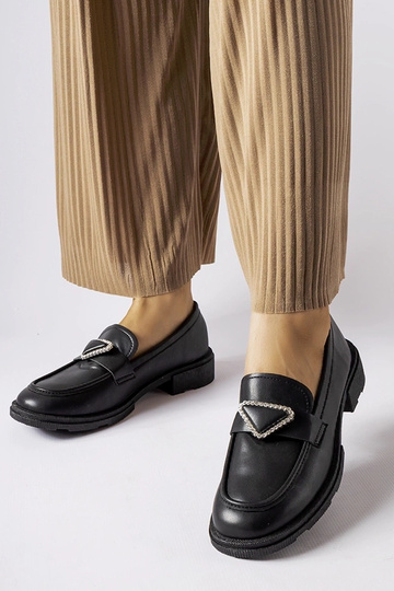 Mocassins pretos decorados com zircões Marsilius