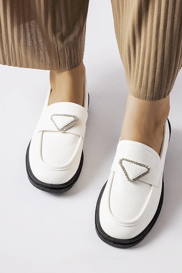 Mocassins brancos decorados com zircões Marsilius 2