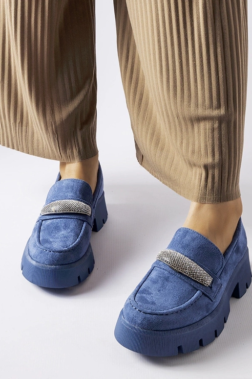 Mocassins azuis com zircões Macario