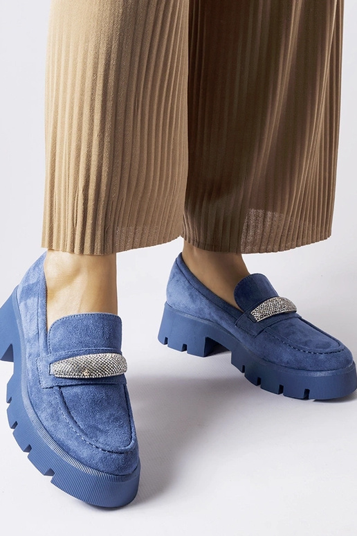Mocassins azuis com zircões Macario