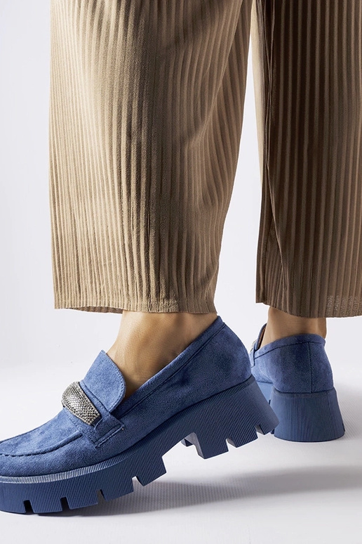 Mocassins azuis com zircões Macario