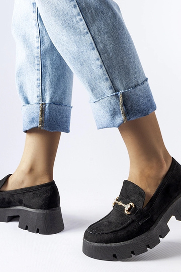 Mocassim preto com fivela e strass Gaiola 2