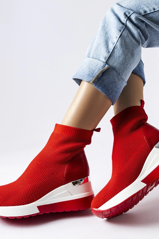 Tênis Casgio wedge de tecido vermelho
