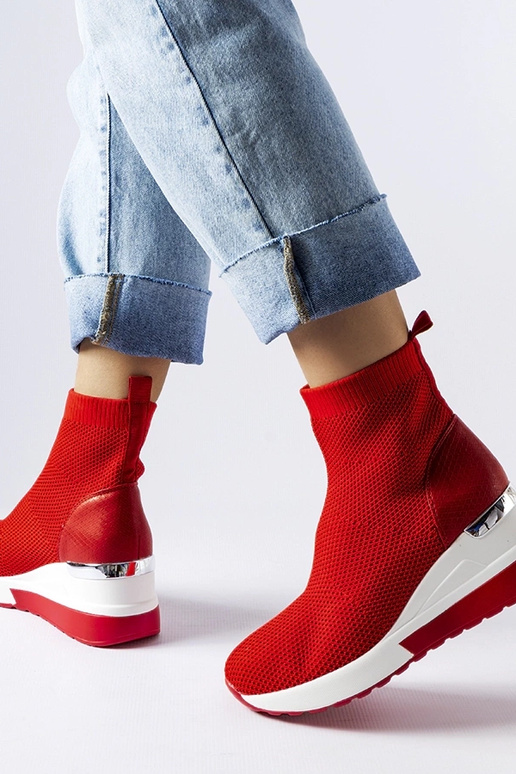 Tênis Casgio wedge de tecido vermelho