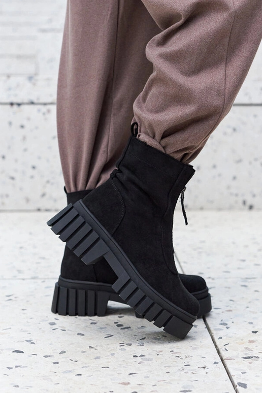 Botas femininas pretas com zíper,...