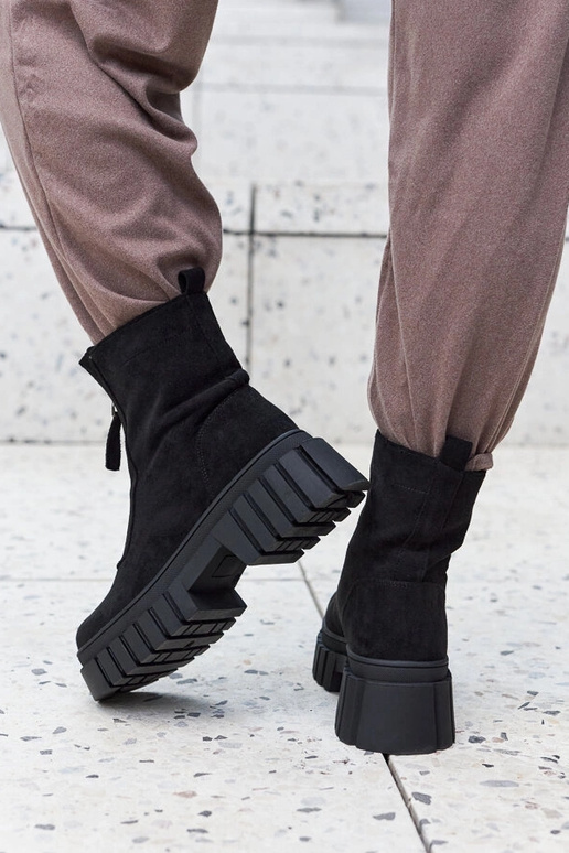 Botas femininas pretas com zíper,...