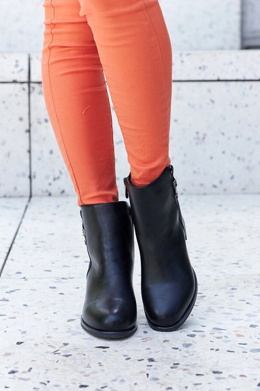 Botins pretos de couro ecológico com...