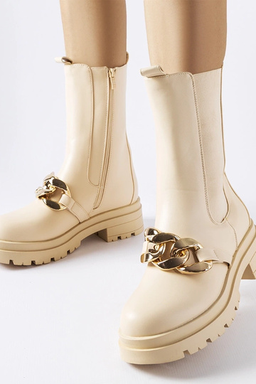Botins bege com corrente Thierry