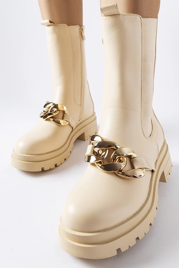 Botins bege com corrente Thierry 2