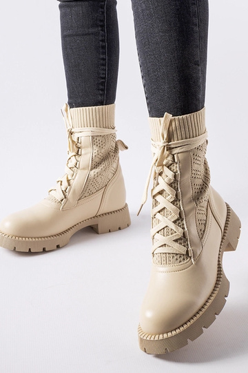 Botas meia bege vazadas Portico